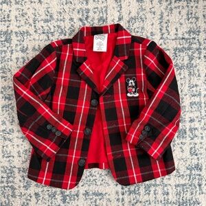 Disney Mickey Mouse Red and Black Plaid Blazer
